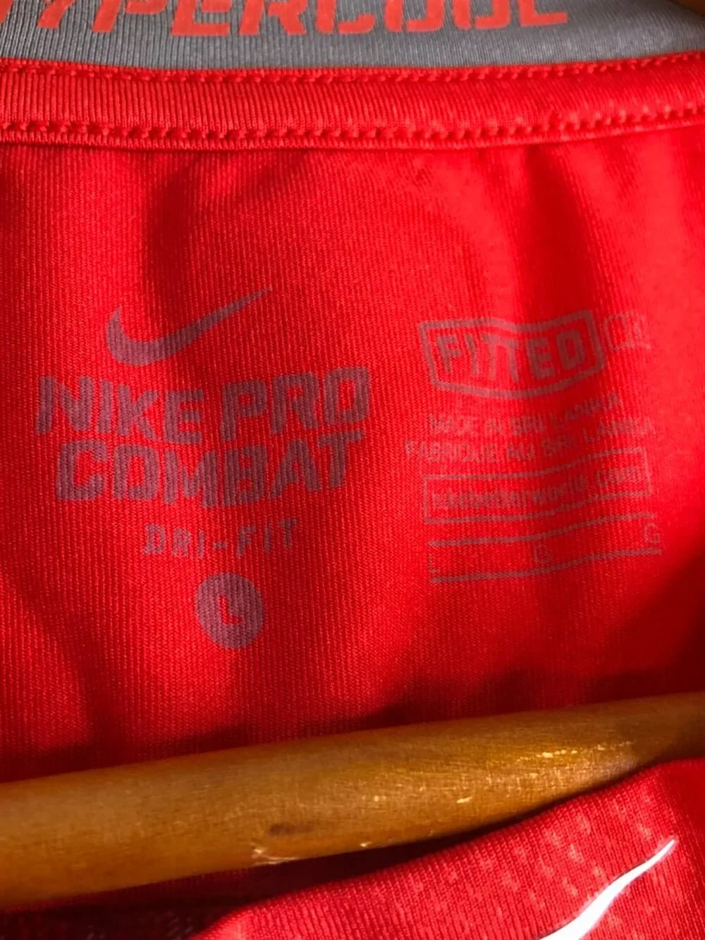 Nike Shirt Mens Large Red Black Baseball MLB Compression Fitted Raglan